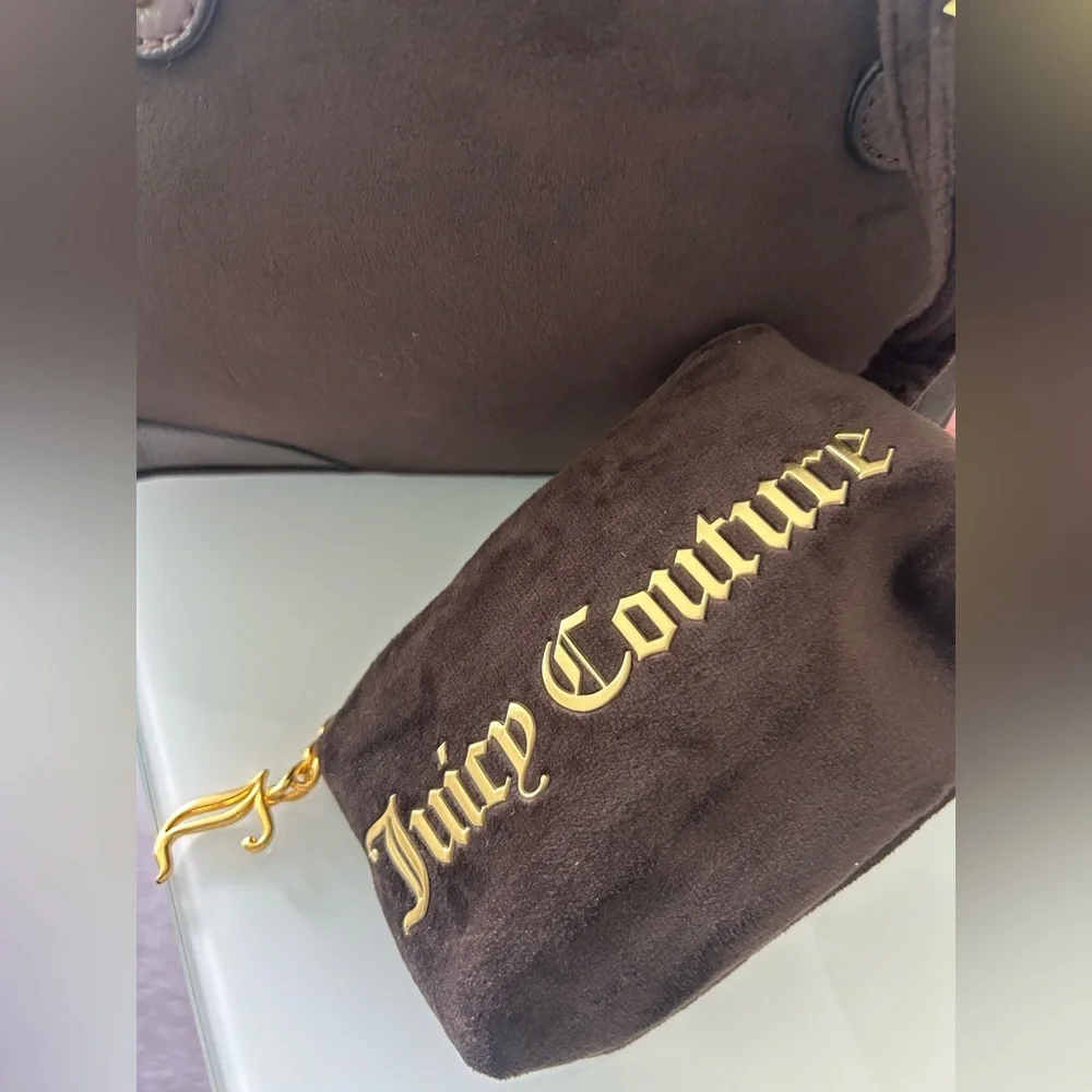 Juicy Couture UK Brown velour Scottie Dog satchel Bowler Bag